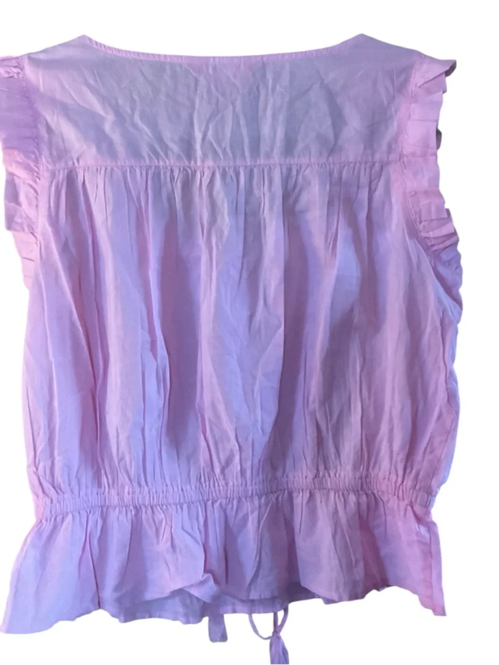 Simply Southern Pink Ruffle Sleeveless Peplum Top Tie Waist Size Small NWT - Picture 4 of 9